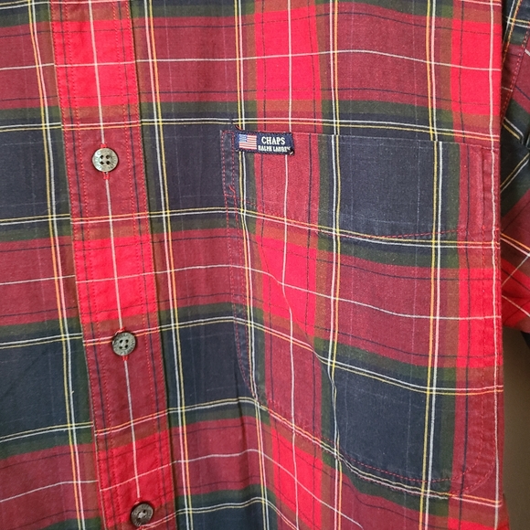 Vintage Chaps by Ralph Lauren, Men's Classic Long Sleeve Plaid Shirt - Picture 4 of 9